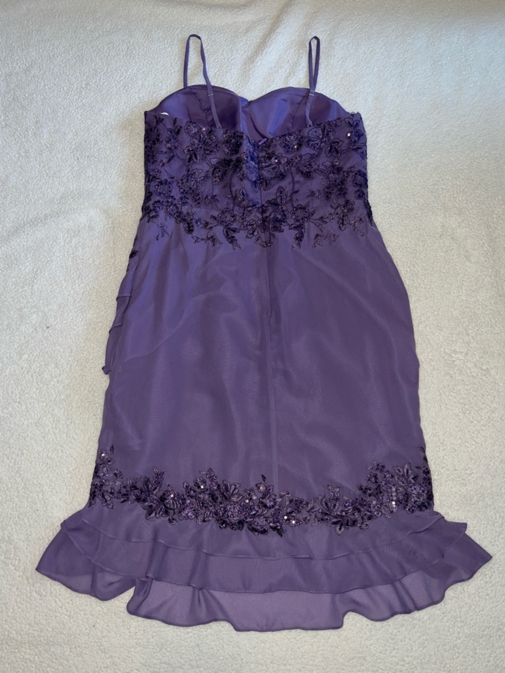 JJs House size14 NWT Purple Ruffle Chiffon Dress w/sequin/lace - Picture 10 of 13